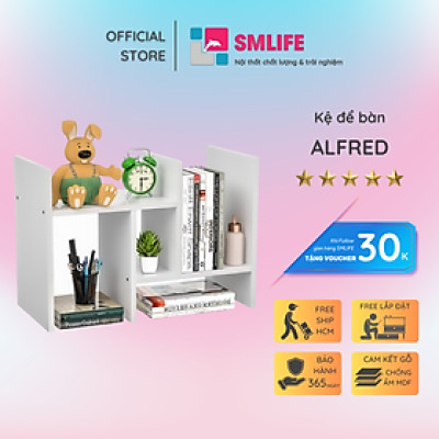 Kệ sách gỗ kệ sách mini trang trí bàn làm việc SMLIFE Alfred