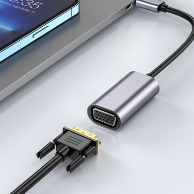 Bộ chuyển đổi cao cấp Type-C Sang VGA Bộ Chuyển Đổi Video Âm Thanh 1080P - Hàng nhập khẩu