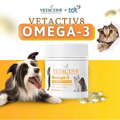 VETACTIV8 Omega-3 Dầu cá tinh khiết dành cho Chó Mèo hỗ trợ tim mạch, não bộ,mô thận và da,lông,móng