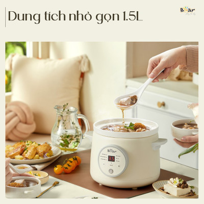Nồi Nấu Cháo, Nấu Chậm 1.5L Bear SB-NNC15 (120W) - Hàng chính hãng