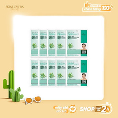 [ Tặng thêm 2 miếng ] Combo 10 Mặt nạ dưỡng da tinh chất trà xanh Dermal