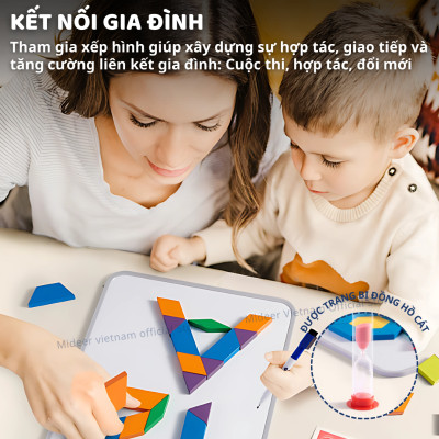 Xếp hình Tangram nam châm đồ chơi giáo dục cho bé Mideer Magnetic Geometry Blocks 250pcs