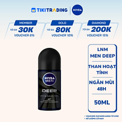 Lăn Ngăn Mùi NIVEA MEN Deep Than Hoạt Tính (50 ml) - 80031