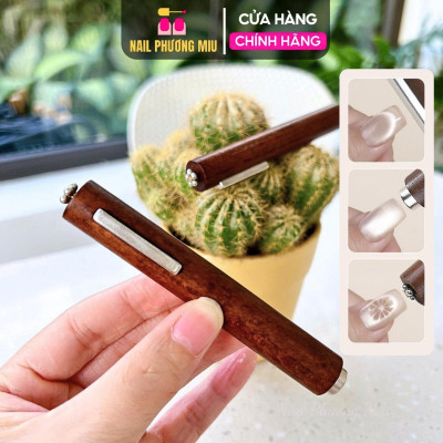 Nam Châm Siêu Từ Tính 3 Trong 1 Vẽ Móng Mắt Mèo, Nam Châm 3in1 Cán Gỗ Nhiều Đầu Dày Hình Trụ Đẩy Sáng 2 Bên, Đẩy Chéo, Tạo Hình Hoa Cúc Làm Nail