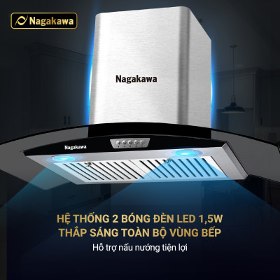 Máy Hút Mùi Than Hoạt Tính Cỡ Lớn Nagakawa NAG1857-70Cm - Bộ Lọc 5 Lớp Inox - Hàng Chính Hãng