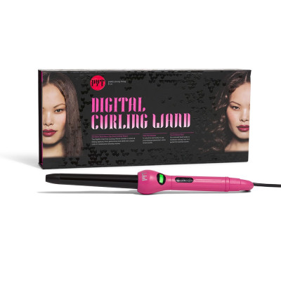 Máy Uốn Màn Hình LCD + Lõi Sứ Phủ Tourmaline PYT Digital Curling Wand Size 25/18mm - Màu Hồng - Nhiệt Hồng Ngoại Xa