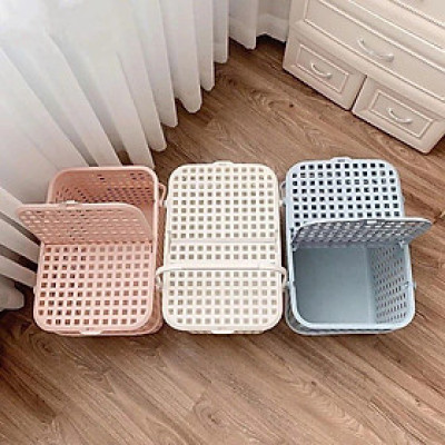 Giỏ đựng đồ sơ sinh làn nhựa đựng đồ cho mẹ đi sinh có nắp phong cách bắc âu MH(2608)