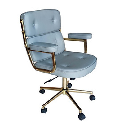 Ghế học sinh học bài điều chỉnh độ cao CE1027-P Nội thất Capta Ghế xoay ngồi làm việc tại nhà lưng trung nệm da PU cao cấp tăng giảm độ cao có khung và chân ghế thép mạ màu vàng bóng tại HCM