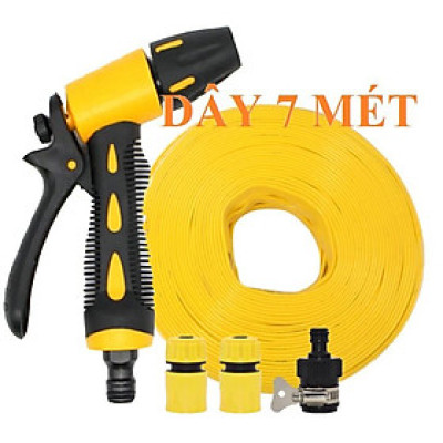 ️ Bộ dây vòi xịt nước rửa xe, tưới cây , tăng áp 3 lần, loại 7m, 10m 206319 cút sập,nối đen + đai