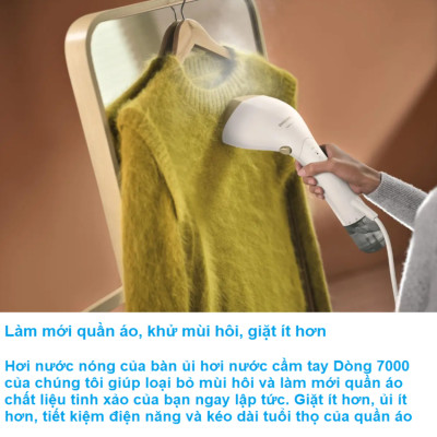 Bàn là hơi nước cầm tay 2 trong 1 Philips STH7030/18 Series 7000 công suất 1500W - Hàng Nhập Khẩu