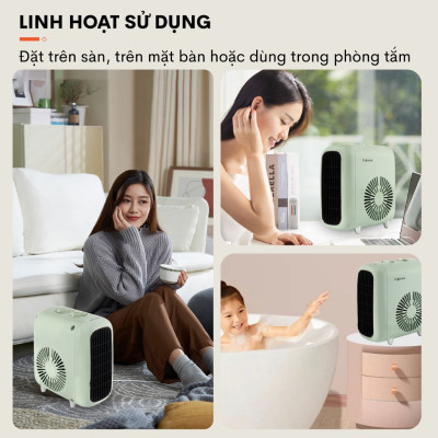 Quạt sưởi gốm ấm Mini nhập khẩu không khô da Fujihome, Hàng Chính hãng bảo hành 2 năm