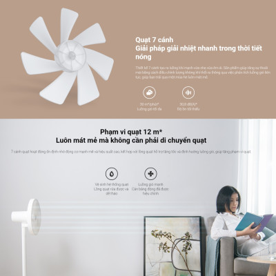 Quạt Thông Minh Xiaomi Mi Smart Standing Fan 2 Lite EU | Điều Khiển Thông Minh Bằng Giọng Nói | Hàng Chính Hãng
