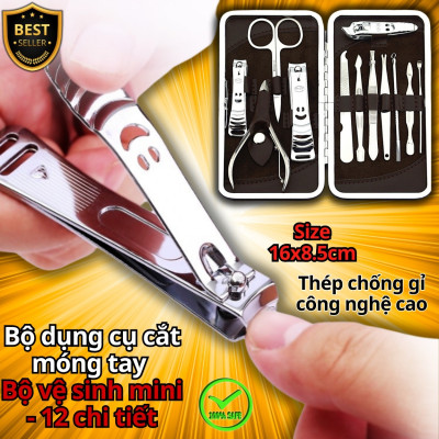 Bộ dụng cụ cắt móng tay 12 chi tiết làm bằng thép không gỉ cao cấp – Dụng cụ vệ sinh mini, tỉa lông mũi độc đáo D Danido