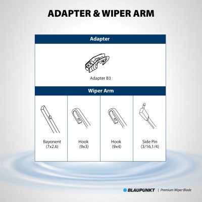 Bộ Gạt Mưa  Ô Tô Blaupunkt Premium R20"/350mm, L22"/600mm Dành Cho Toyota Fortuner Tư 2008 - 2016