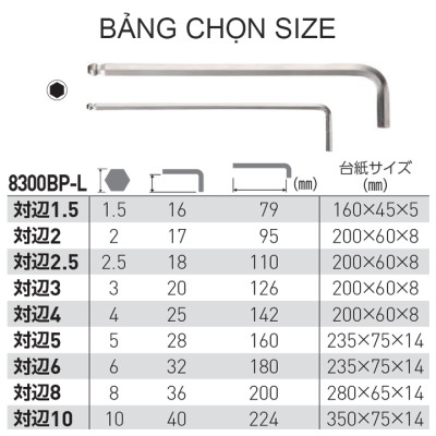 Lục giác No.8200BP-L thân dài đầu vặn tròn Vessel (Nhật Bản)