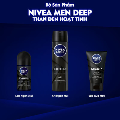 Lăn Ngăn Mùi NIVEA MEN Deep Than Hoạt Tính (50 ml) - 80031