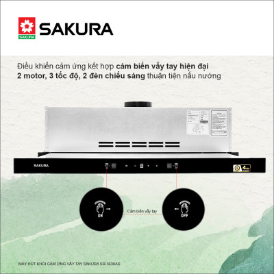 Máy Hút Khói Âm Tủ SAKURA Cảm Ứng Vẫy Tay SR-3630AS - Hàng Chính Hãng