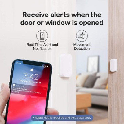 Cảm biến cửa Aqara T1 MCCGQ11LM - Phát hiện trạng thái đóng/mở, Tương thích HomeKit - Cần trang bị Hub trung tâm Zigbee