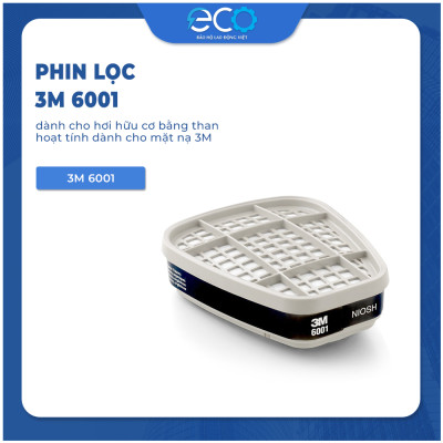 Phin lọc than hoạt tính 3M 6001 lọc hơi hữu cơ, phun thuốc, phun sơn, lọc mùi dùng cho mặt nạ phòng độc 3M chính hãng (1 CẶP)