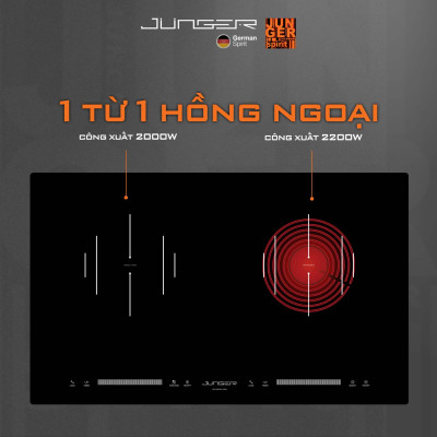 Bếp đôi điện từ hồng ngoại Junger CEJ-204-IF 4200W Không kén nồi Hàng Chính Hãng Bảo Hành 36 Tháng