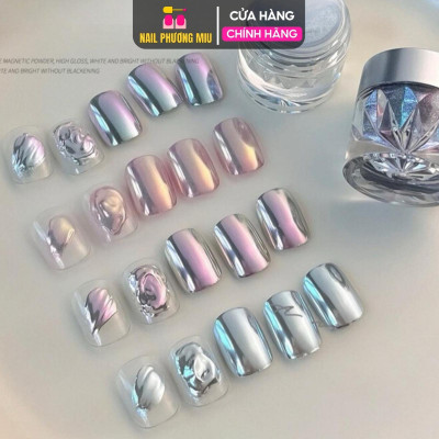 Tráng Gương Phản Quang Ánh Bạc Hồng Cam, Xanh Ánh Bạc, Tăng Độ Bám Dính, Dễ Sử Dụng Cho Nữ Yêu Thích Làm Nail thạch tráng gương
