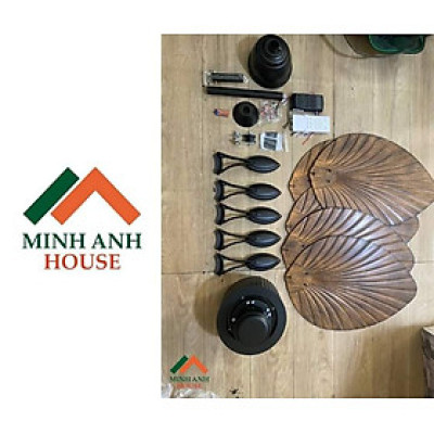 Quạt Trần 5 Cánh Lá Cọ Màu Nâu Giả Gỗ 