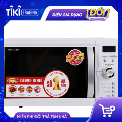 Lò Vi Sóng Có Nướng Điện Tử Sharp R-G371VN-W - 23 Lít - Hàng chính hãng