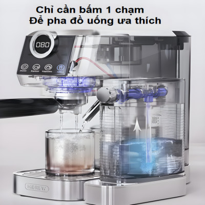 Máy pha cà phê Espresso bán tự động Espresso, Latte, Cappuccino thương hiệu HiBREW H13A - Hàng Chính Hãng