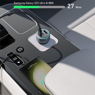 Cốc sạc xe hơi Anker Powerful 1USB 2Type-C 67W PD/QC3.0 A2731 - Hàng chính hãng