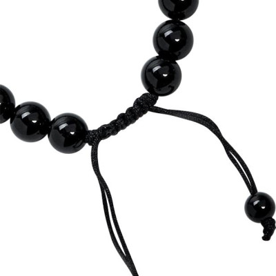 Vòng Đá Obsidian Phối Hải Lam Ngọc Và Charm Phật Bạc Ngọc Quý Gemstones VT56