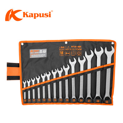 Bộ Cờ Lê Vòng Miệng Kapusi Tool Nhật Bản 14 Chi Tiết – 8-24mm / 10-32mm | Thép Hợp Kim Mạ Chrome Cao Cấp