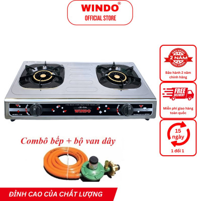 Bếp Gas Đôi Để Bàn Mặt Inox WINDO - 718 PHI 100 | Tiết kiệm gas | Bảo hành 24 tháng- Hàng Chính Hãng