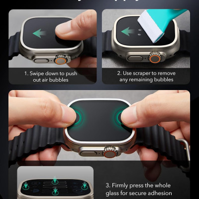 Kính Cường Lực Viền Kim Loại cho Apple Watch Ultra 3 49mm ESR Armorite Screen Protector – Hàng Chính Hãng 