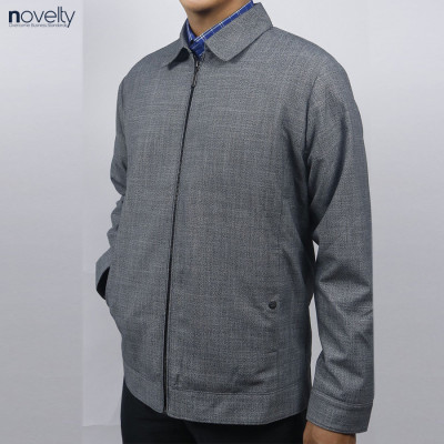 Áo Jacket nam 2 lớp cổ bẻ Novelty Casual màu xám NJKMMDMT3B2305662