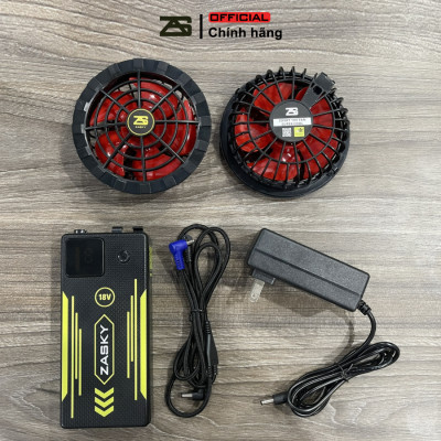 [Xả Kho, Giảm Giá] Bộ Phụ Kiện Áo Điều Hòa ZASKY Nhật Bản Cao Cấp, PIN 40.000mAh, Quạt 12V, Chạy 18-20 T`iếng, Có 8 Số Gió Màn Hình LED, BH 12 Tháng