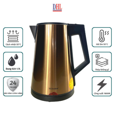  Bình Siêu tốc inox 3 lớp Mitomo ST-631 ( 1.7L) - Hàng chính hãng