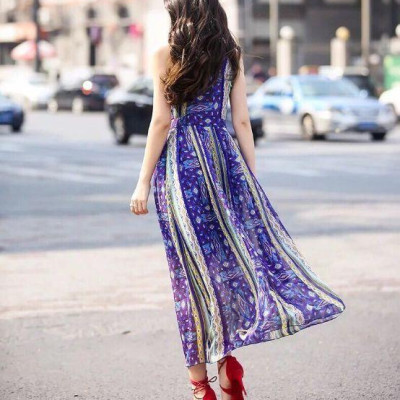 Đầm maxi họa tiết vân sọc cao cấp