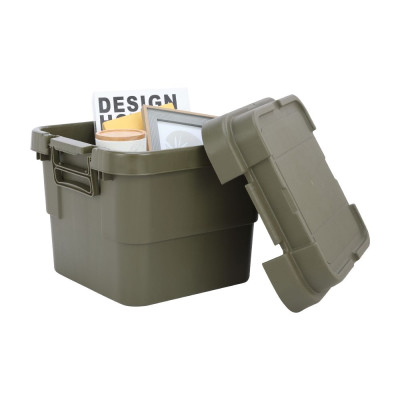 Thùng lưu trữ, hộp đựng đồ đa năng bằng nhựa PP cao cấp 30L HULKER NEW màu Xanh quân đội| Index Living Mall