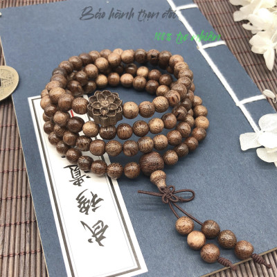 Vòng tay trầm hương 8mm 108 hạt phong thủy tự nhiên mùi hương thơm nhẹ