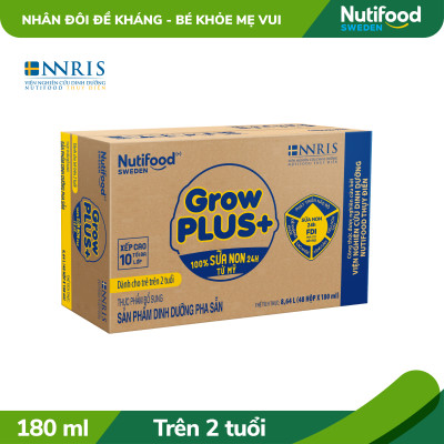 Thùng sữa bột pha sẵn Nutifood GrowPLUS+ Sữa Non Tăng Đề Kháng 2+ (48 hộp x 180ml)