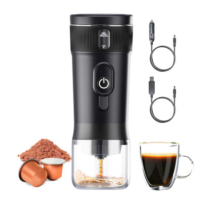 Máy Pha Cà Phê Bột Cafe Viên Nén MIUI Espresso DC12V + USB 100W Chức Năng Đun Nước Nóng Ngon Như Pha Máy Dùng Cho Xe Hơi Camping Picnic