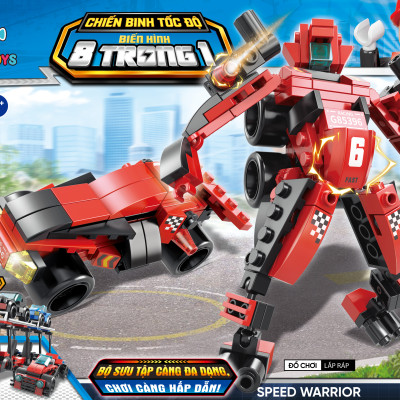 Bộ 8 Đồ Chơi Lắp Ráp Chiến Binh Tốc Độ Biến Hình 8 Trong 1 - Speed Warrior - Toys&Joys 8539 (886 Mảnh Ghép)