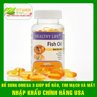 Healthy Life Fish Oil Viên Uống Dầu Cá Bổ Sung Omega 3 DHA EPA tốt cho tim mạch não bộ và mắt | Nhập khẩu Mỹ