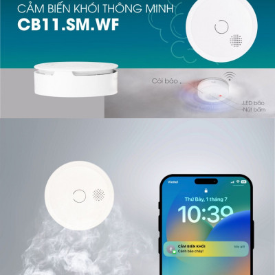Cảm biến khói báo cháy thông minh Rạng Đông CB11.SM.WF kết nối wifi không dây điều khiển từ xa qua app - Hàng chính hãng
