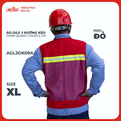 Áo Gile Kỹ Sư, Giám Sát Công Trình, Bảo Hộ Lao Động, 3 Đường Kéo, 6 Túi - Mã AGL3DK09A
