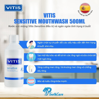 Nước súc miệng làm sạch và thơm miệng cho răng nhạy cảm Vitis Sensitive 500ml