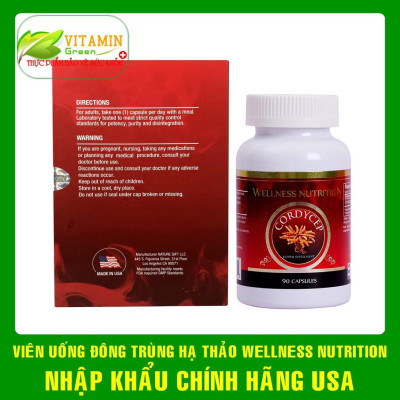 Đông trùng hạ thảo WELLNESS NUTRITION CORDICEP NATURE GIFT 90 viên | Nhập khẩu chính hãng Mỹ