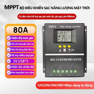 Bộ Sạc Năng Lượng Mặt Trời MPPT 80A – Tự Động Nhận 12V/24V/36V/48V, Siêu Bền, Hiệu Suất Cao Loại Xịn , đèn trang trí