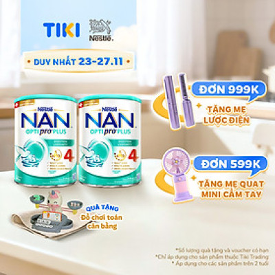 [Tặng Đồ chơi toán học cân bằng] Bộ 2 lon Sữa bột Nestlé NAN OPTIPRO PLUS 4 800g/lon với 5HMO Giúp tiêu hóa tốt + Tăng cường đề kháng - Bé 2-6 tuổi