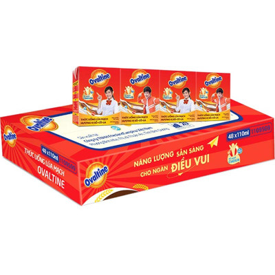 Thùng 48 hộp thức uống lúa mạch hương vị socola Ovaltine 110ml